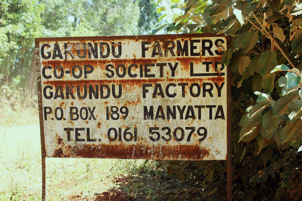 gakundu kenyan farmers coffee sign