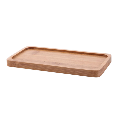 bamboo wooden serving tray for food and drink on a white background