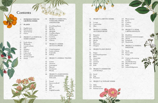 the Kew gardener's guide to growing herbs hardback book contents page